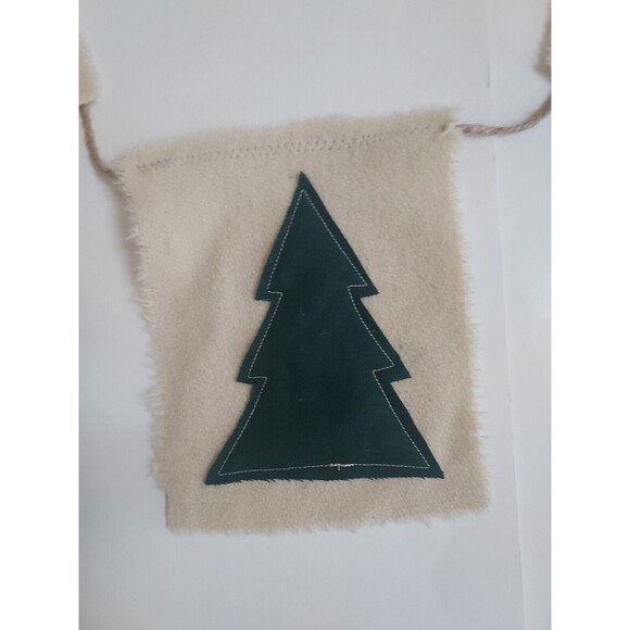 Original One Of A Kind OOAK Vintage Wool & Flannel Alpine Christmas Tree Banner - Picture 3 of 8